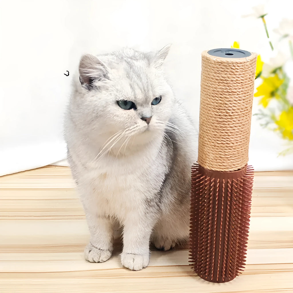 Brown or grey sisal scratching post for cats, measuring 30cm tall.