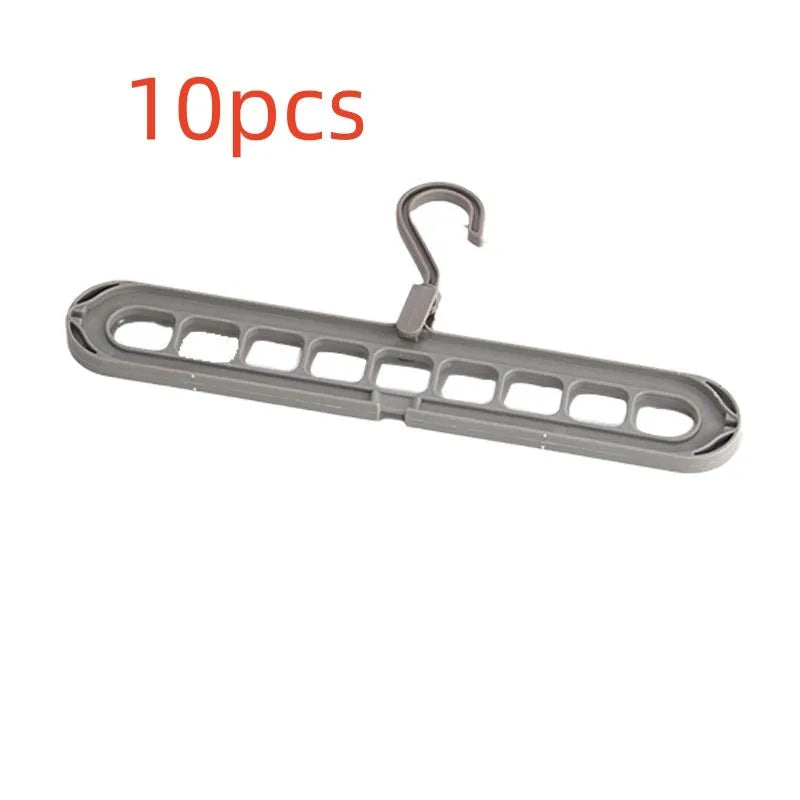 Plastic nine-hole hanger in beige blue gray green or pink for folding pant storage