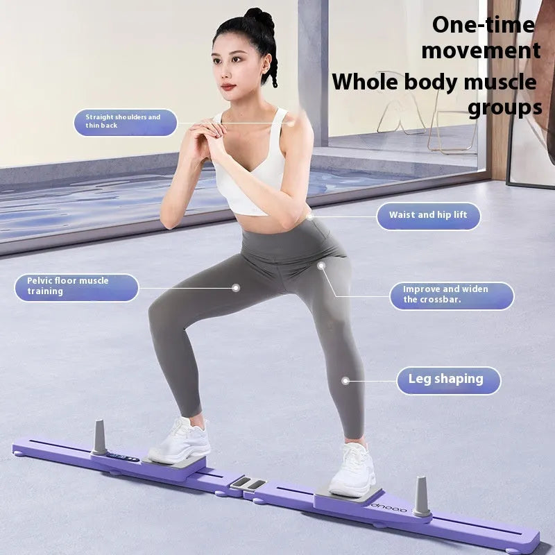 Purple multifunctional split ski machine trainer with PP plastic frame and supine board function
