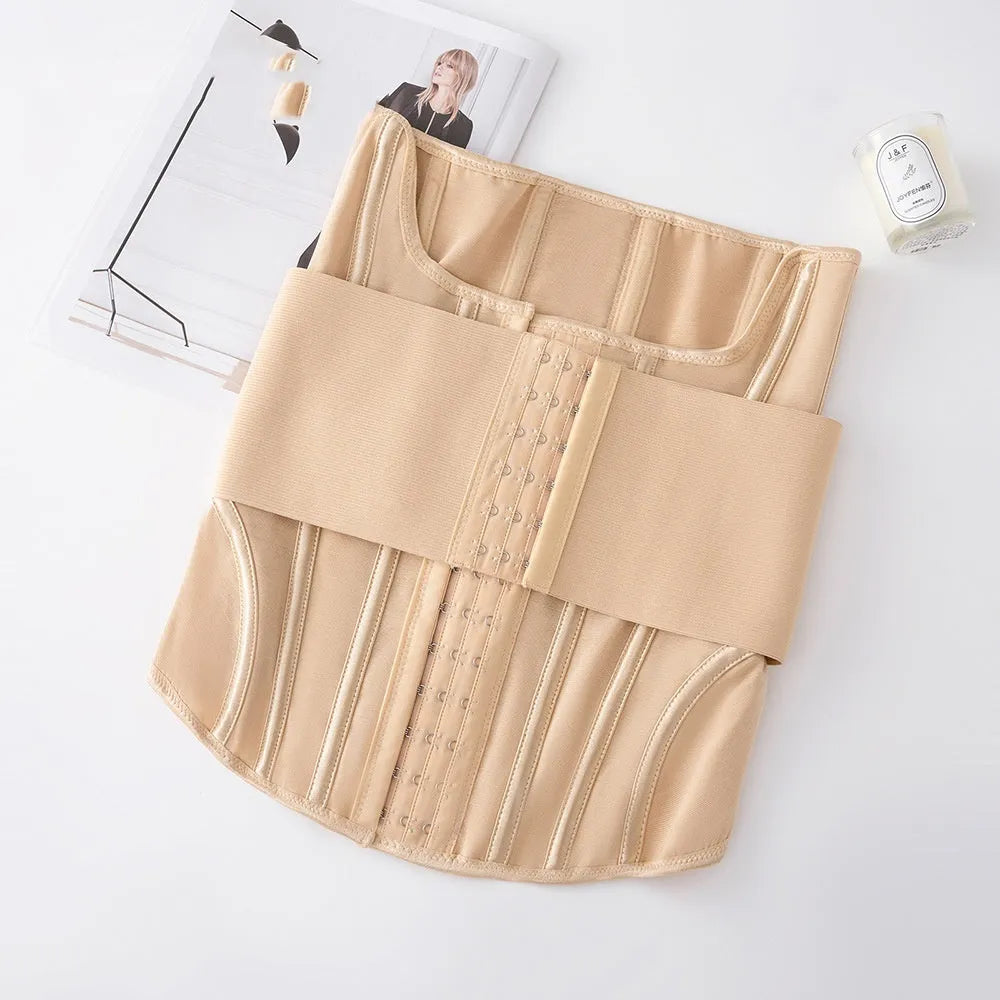 Black nylon belly band waist trainer for tummy slimming and core support