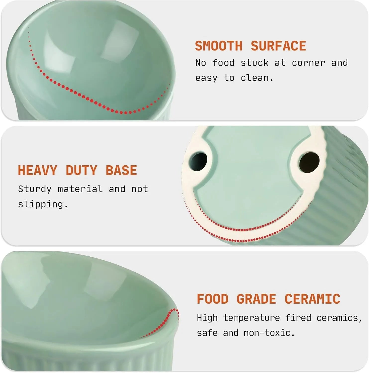 Dark green ceramic elevated cat bowl with tilted, round design for food or water.
