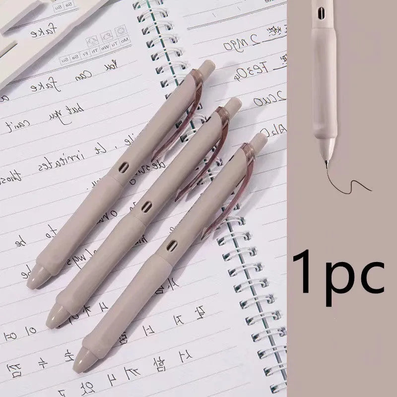 Plastic 0.5mm macaron colour press gel pen in smoked brown for student stationery