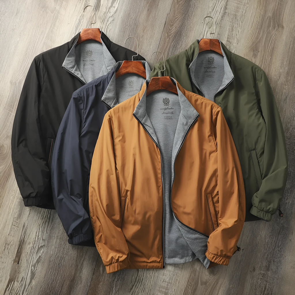 Men's stand collar business casual jacket in four colours with size range up to 4XL