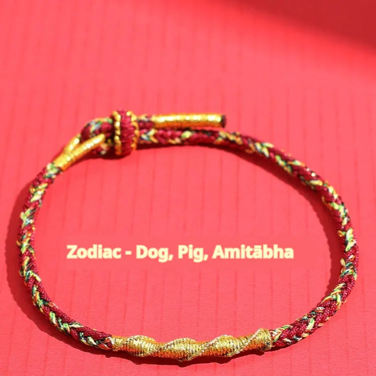 Hand-woven eight-strand adjustable carrying strap in colourful zodiac design