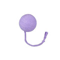 Green and pink soft plush cat toy balls with rope tails and internal bells