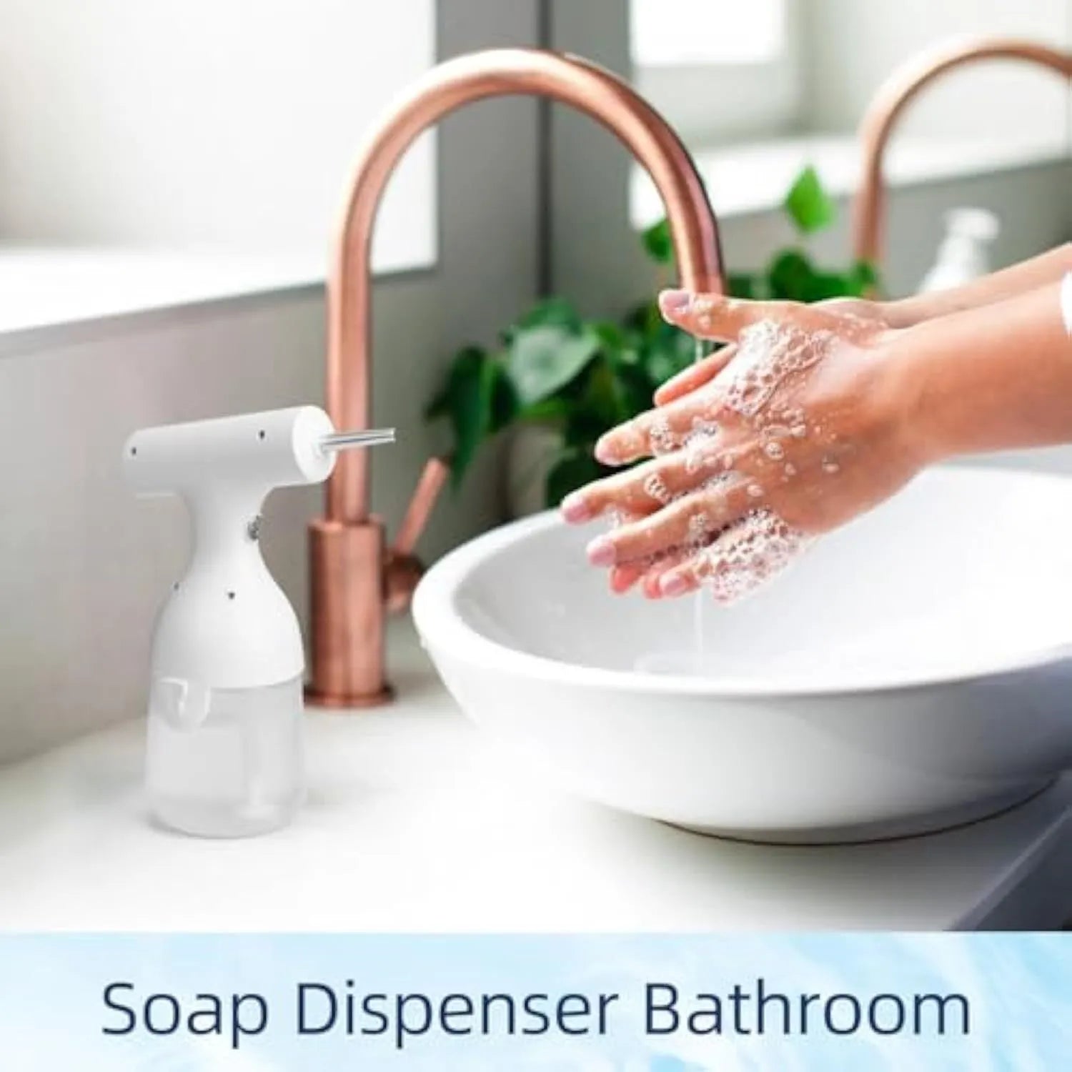White electric foam soap dispenser with 350ml capacity and rechargeable battery for pet baths and cleaning