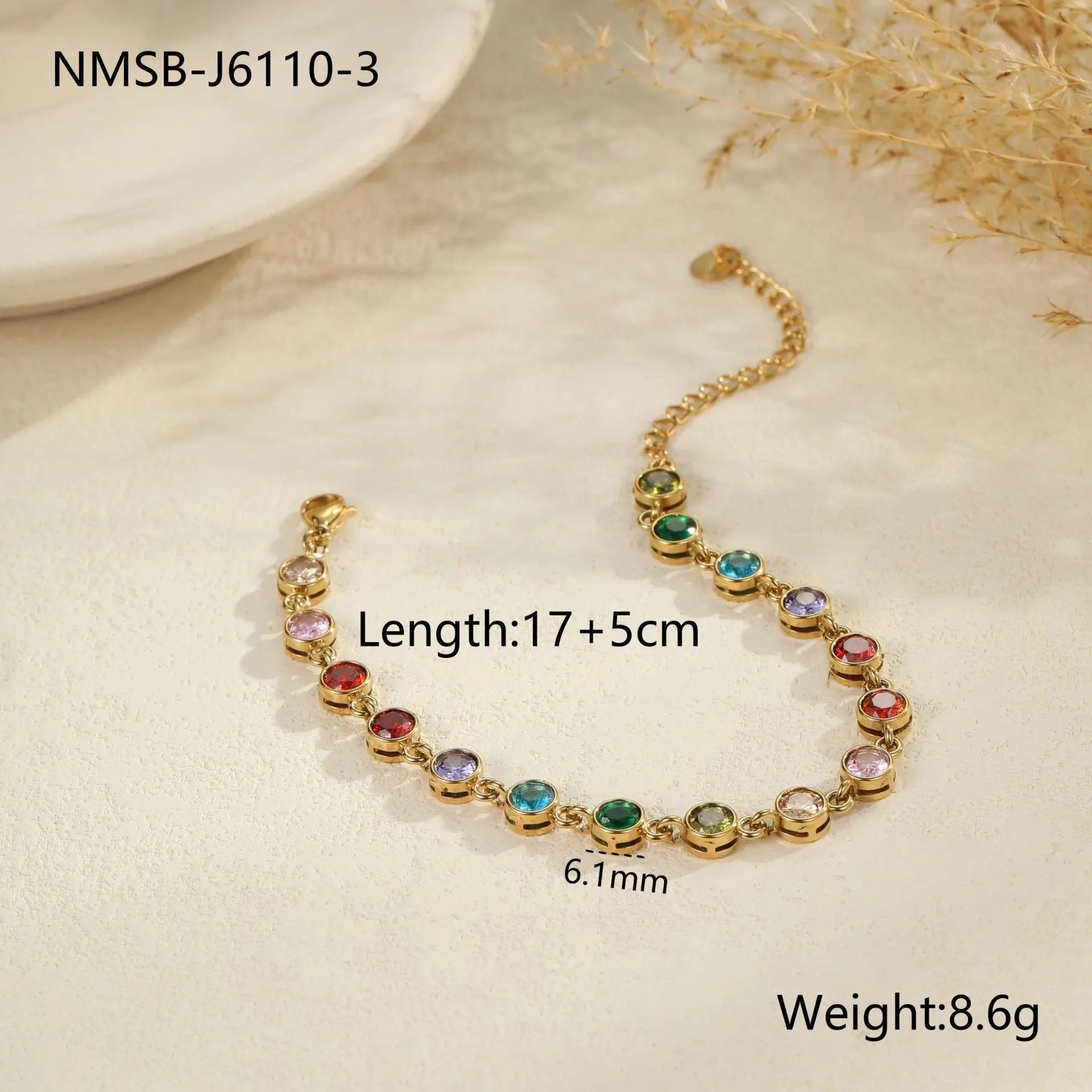 Women's stainless steel bracelet in gold or silver with square, circular, or heart-shaped geometric design