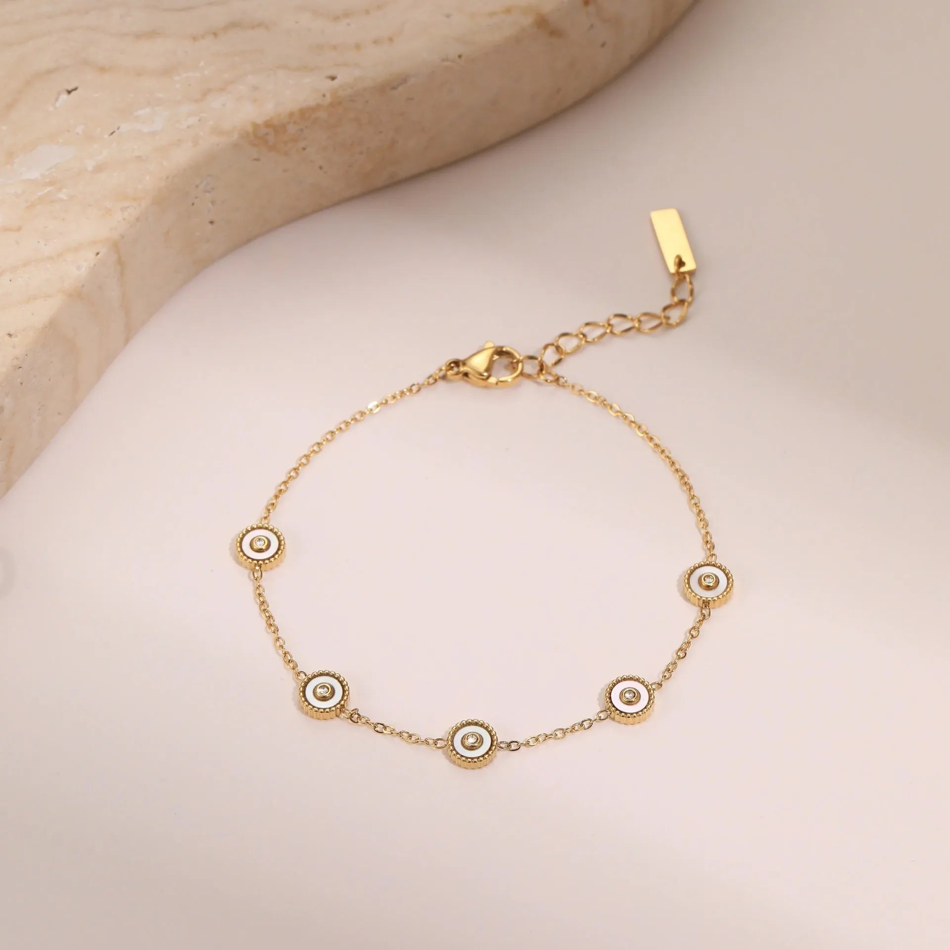 Gold-plated fritillary geometric bracelet and necklace set for women