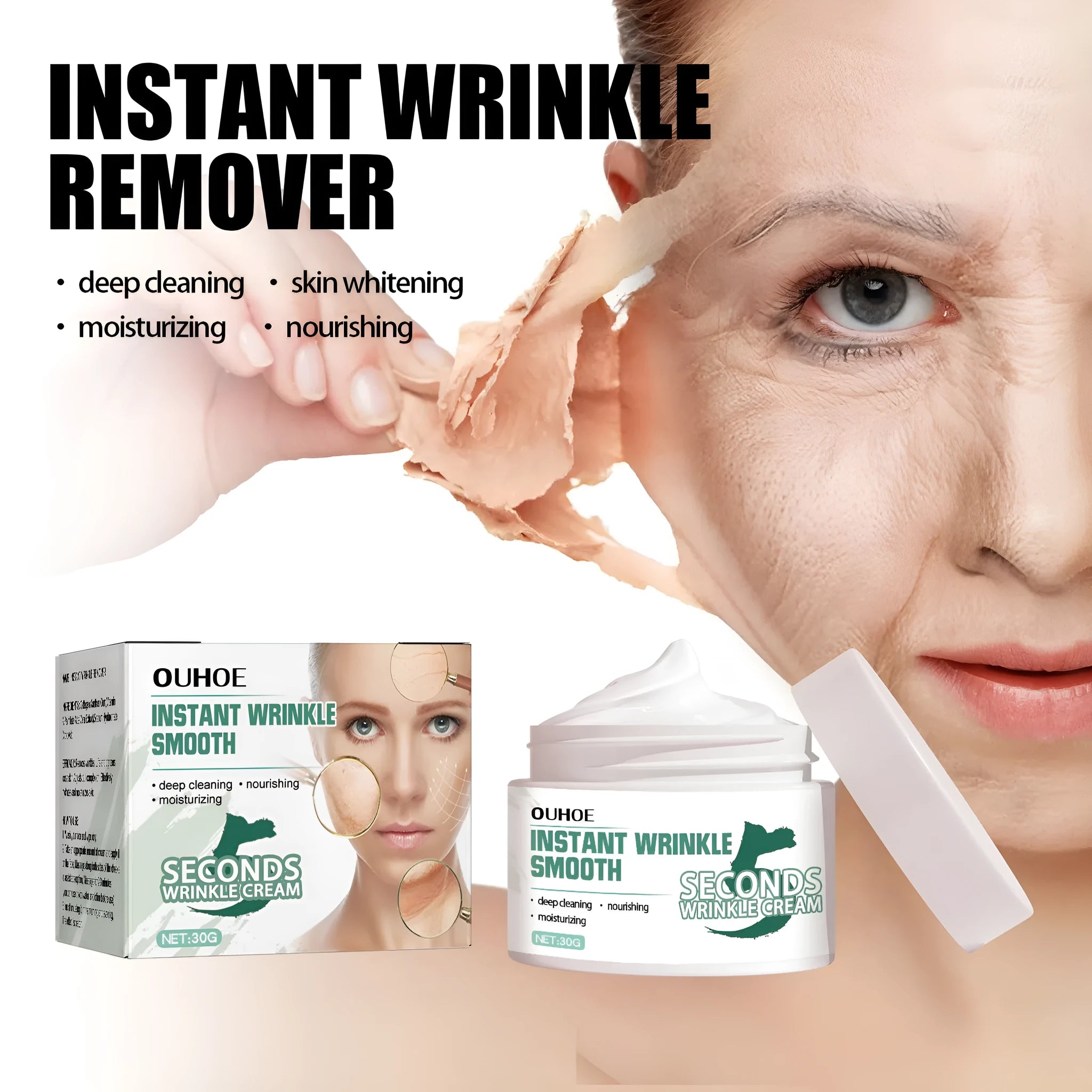 30g anti-aging anti-wrinkle face cream jar with hydrating formula for facial skincare