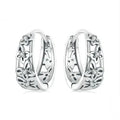 Hollow butterfly earrings in sterling silver with zircon detailing, 14mm height