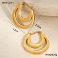 Geometric French earrings with round ring elements in 18K gold plated stainless steel, gold and steel colour options