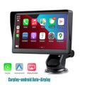 7-inch portable car smart display with retractable mount on a car dashboard showing navigation