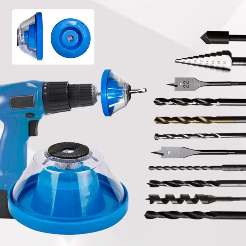 Blue plastic electric hammer dust cover with sponge grip for collecting drilling debris