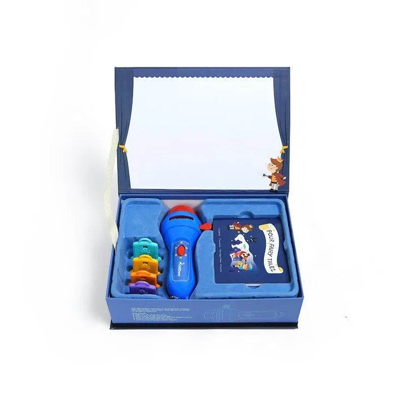 SmartKids children's handheld story projector torch with four clip-on story discs.