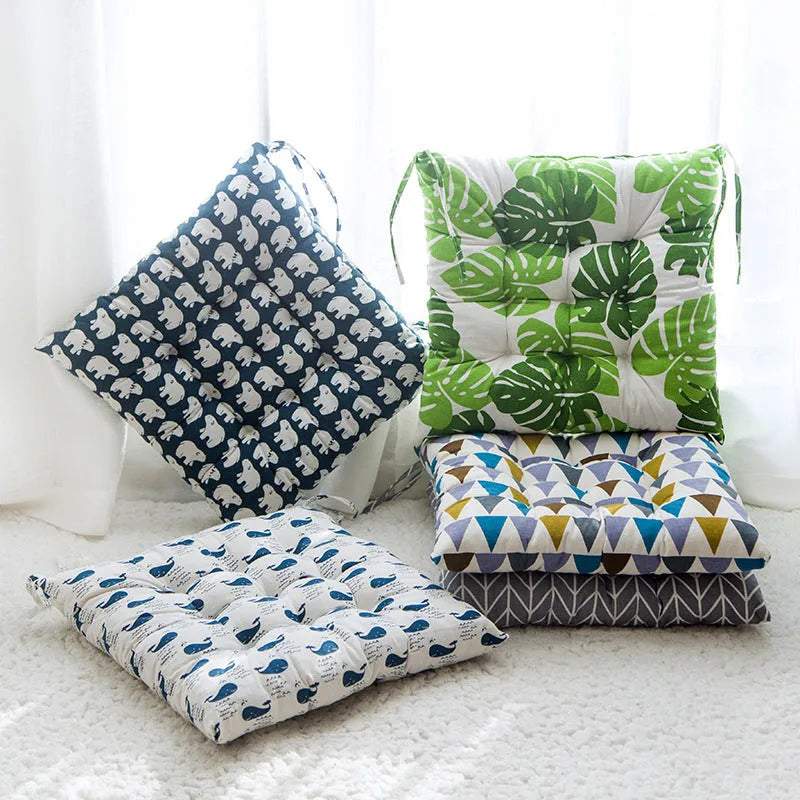 Square cotton linen chair cushion 40x40cm with polyester filling in home setting