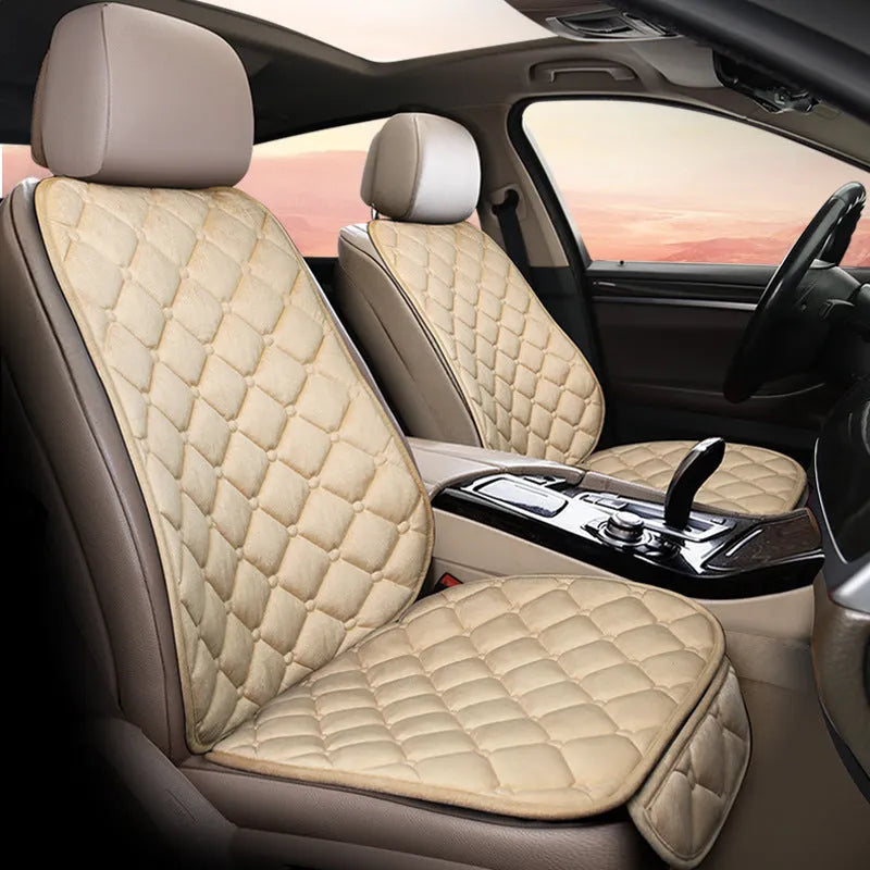 Ringer plush cotton car seat cushion in burgundy colour on a car seat