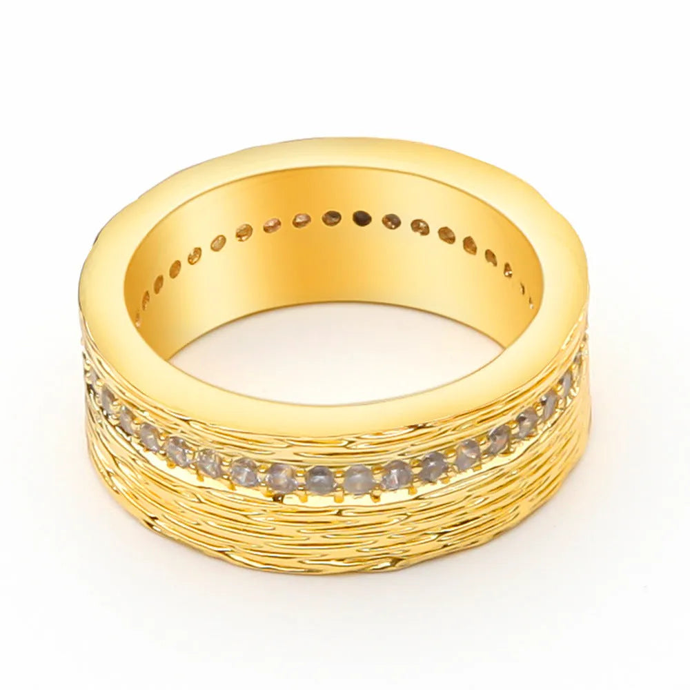 Gold geometric zircon ring for women in UK sizes 6, 7, and 8