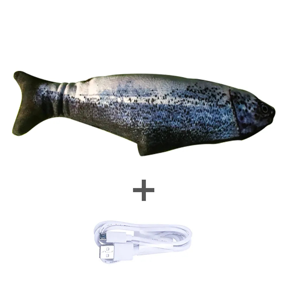 USB rechargeable electric jumping fish cat toy without catnip, 30cm multicolour electronic pet toy