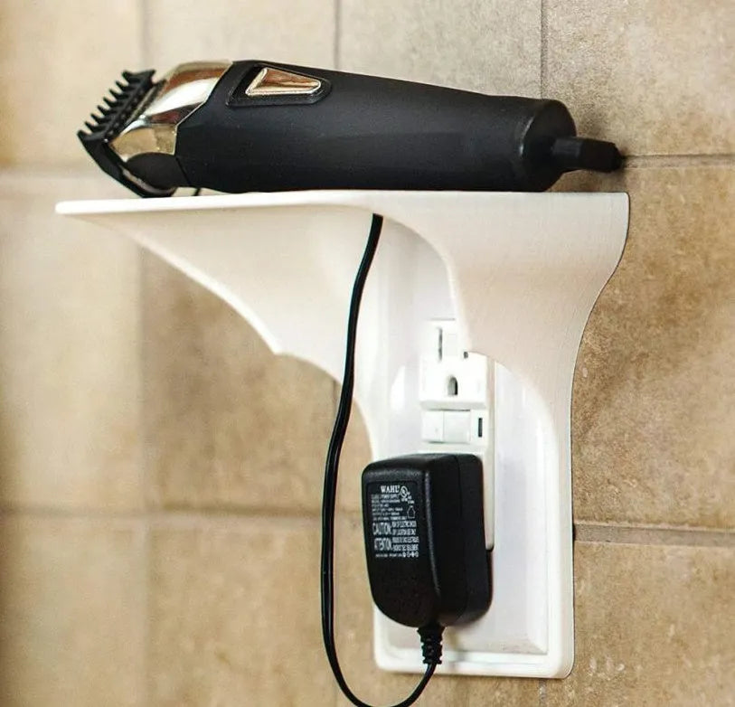 White PP plastic socket rack organiser for garage tools, dimensions 14x10x15cm