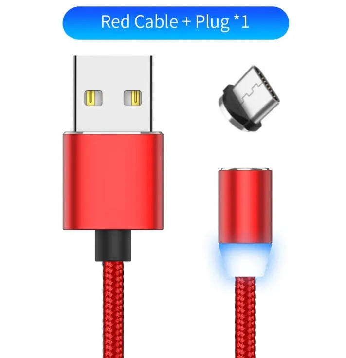 YBD 1m magnetic LED charging cable with cotton woven black cable and aluminium magnetic connectors