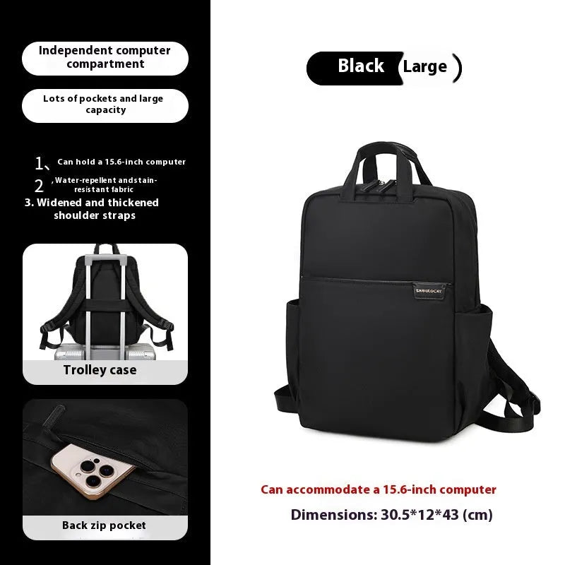 Simple canvas women's travel backpack in apricot colour with multiple compartments and sandwich pocket
