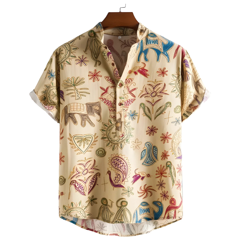 Men's plus size 3D digitally printed casual shirt in loose fit cardigan style