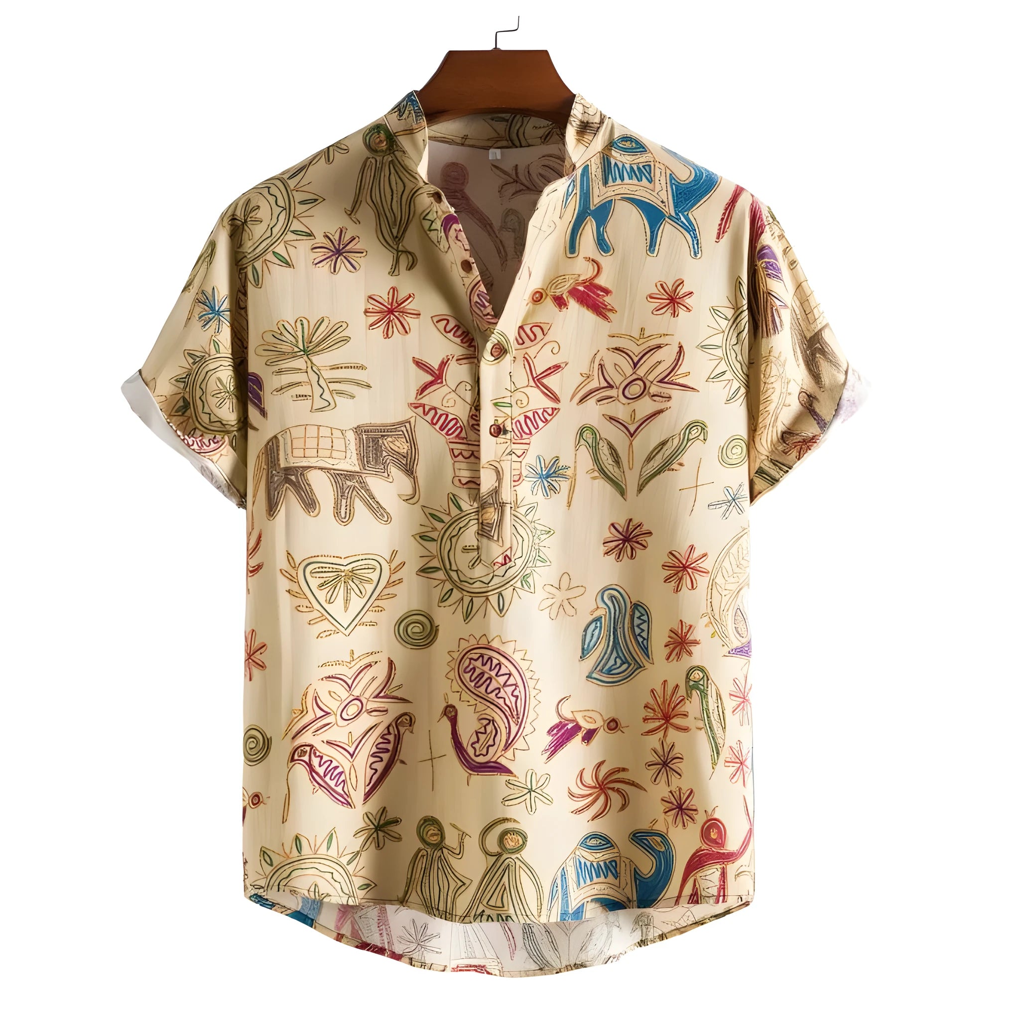 Men's plus size 3D digitally printed casual shirt in loose fit cardigan style