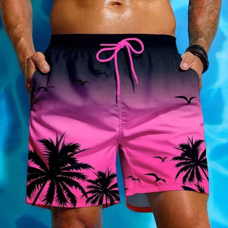 Men's loose board swimming trunks in polyester fiber with ethnic style design available in multiple colours