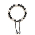 Black agate map stone volcanic rock bracelet with diamond design in 10mm and 8mm sizes