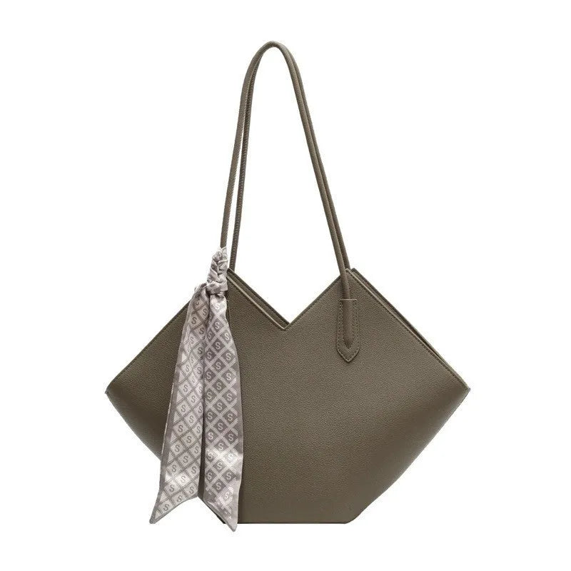 Women's PU leather large capacity shoulder bag in horizontal square design with 43cm width