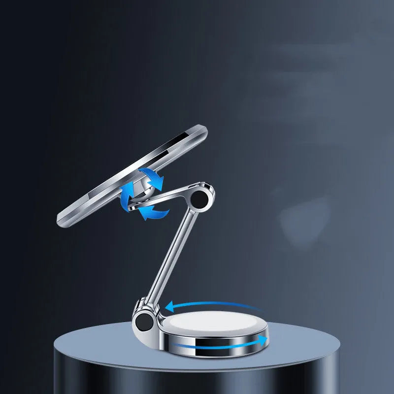 Car mobile phone holder with flexible clip and 360-degree rotation bracket in black or silver