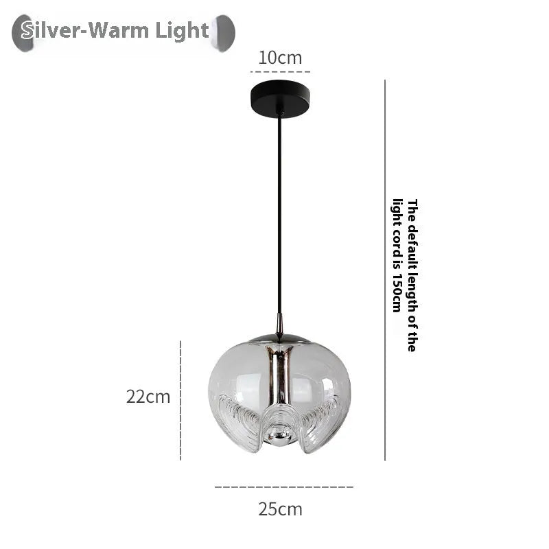 Modern minimalist glass bedside chandelier lamp with a 250mm size.