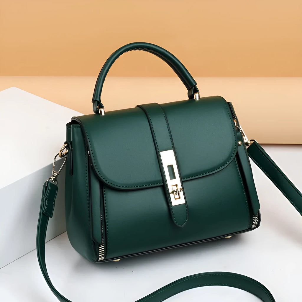 Soft black PU women's messenger shoulder bag with square vertical shape