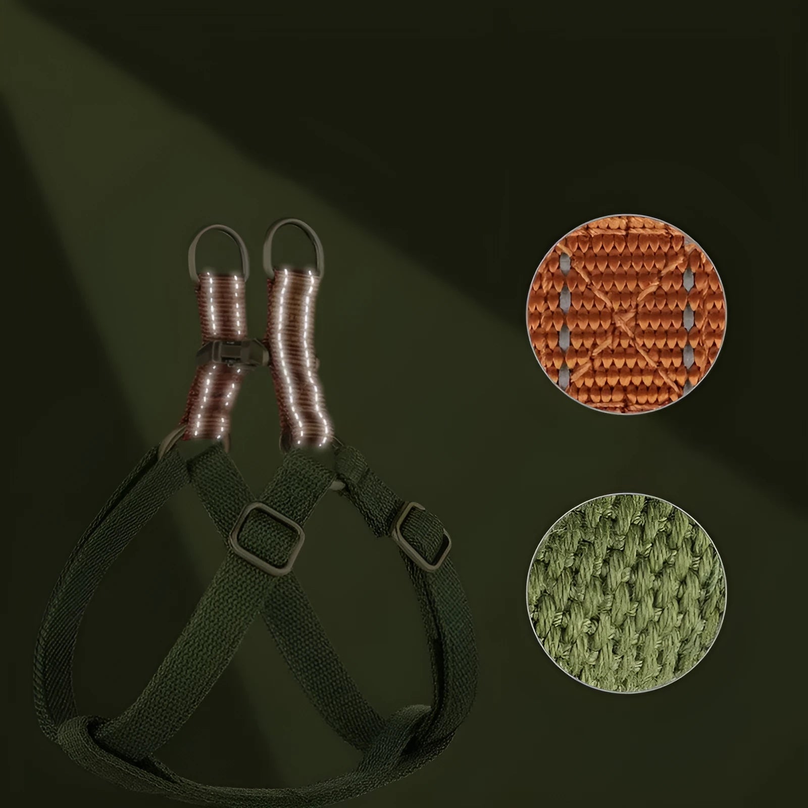 Vest-style anti-loss dog leash in brown colour with cotton belt and nylon construction