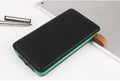 Outdoor rainproof solar phone charger with LED light showing solar panel and leather exterior
