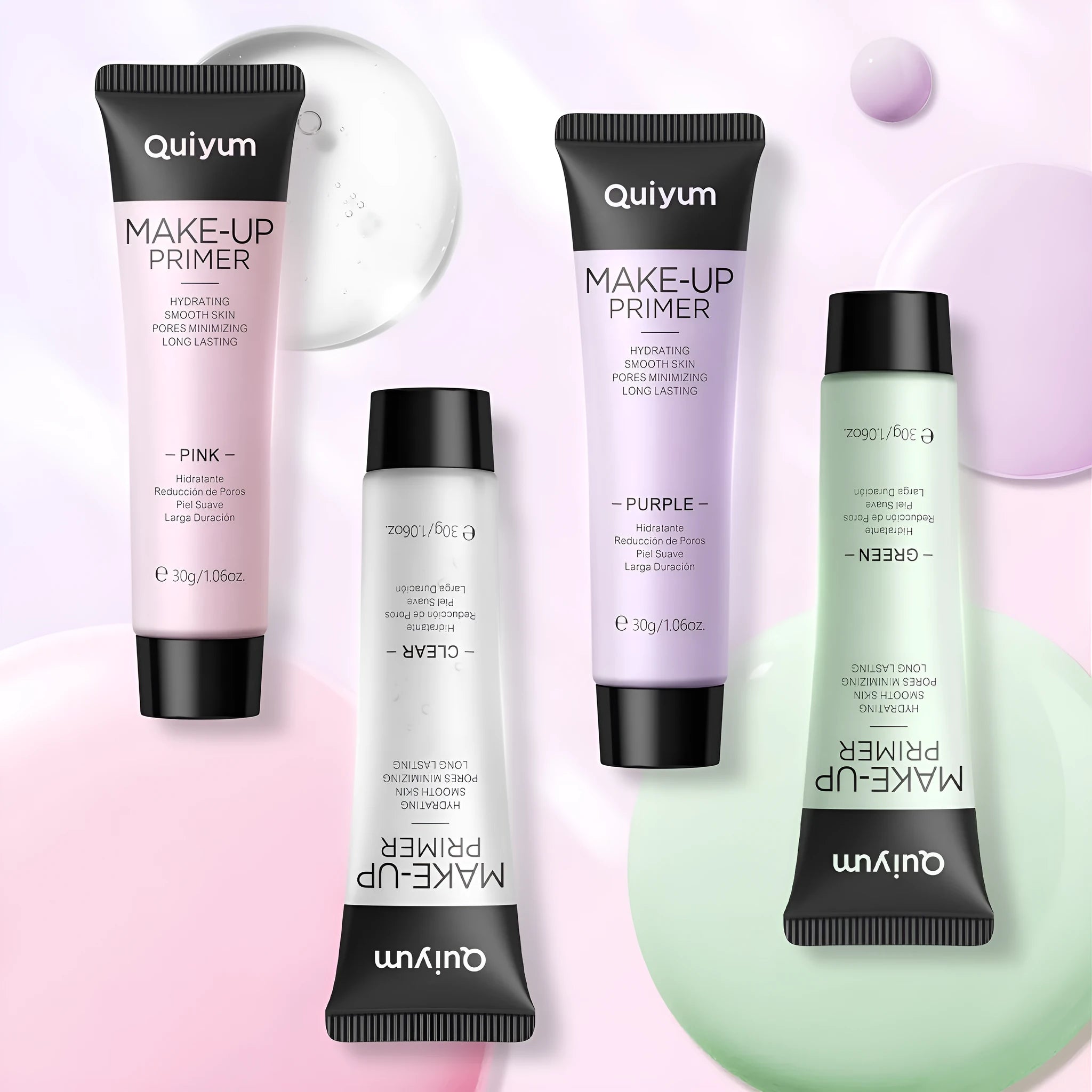 30g moisturising colour-correcting makeup primer in purple, pink and green shades
