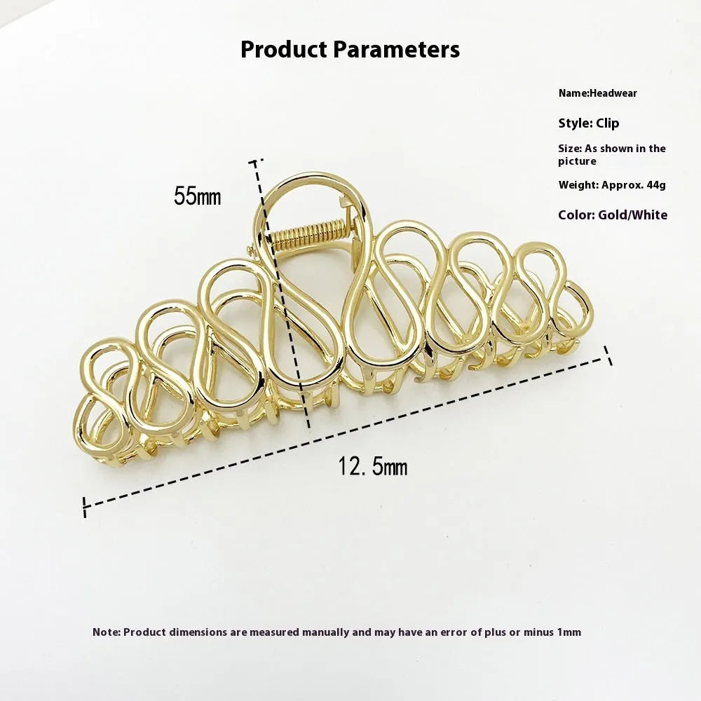 Large gold or silver alloy hair clip with minimalist design and European tassel detailing for women's updo hairstyles