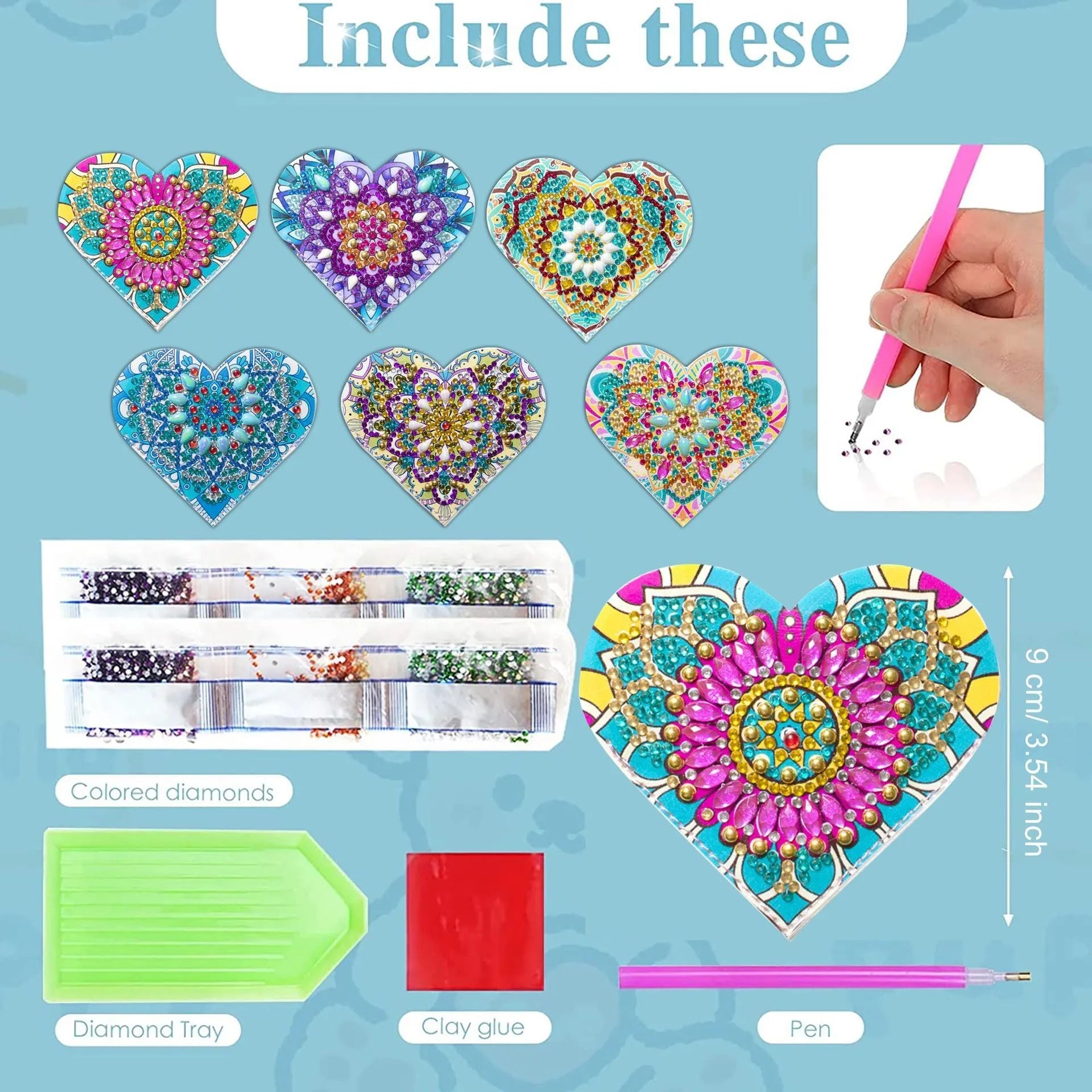Six PU leather handmade bookmarks with crystal flower cornerite designs in modern simplicity style