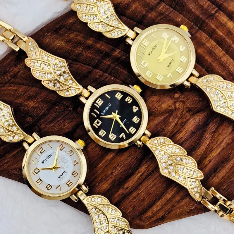 Women's stainless steel watch with round dial on a metal strap with Vachette clasp.