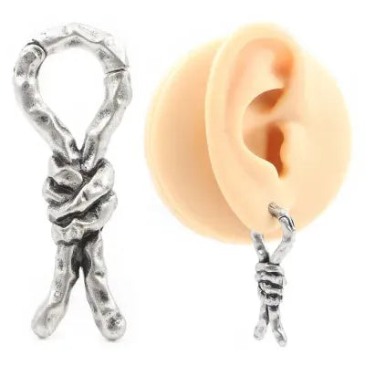 Copper Creative Bends and Hitches 4mm gauge piercing earrings with a bent design for auricle.
