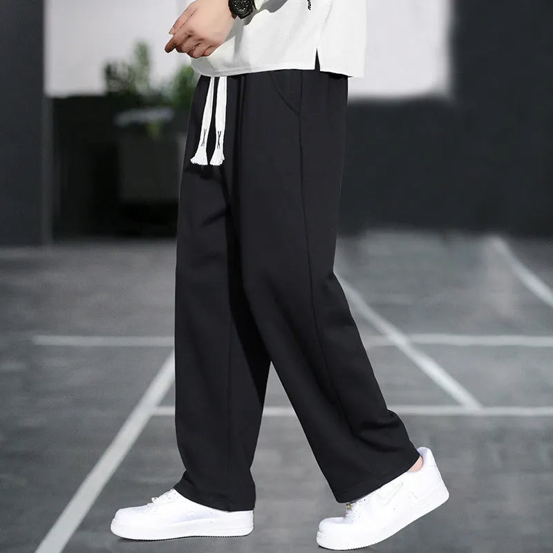 Casual men's multi-pocket sports trousers in gray, high waist, bamboo fibre blend
