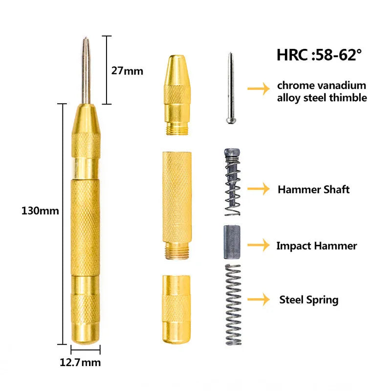 High speed steel step drill bits and centre punch set for metal drilling