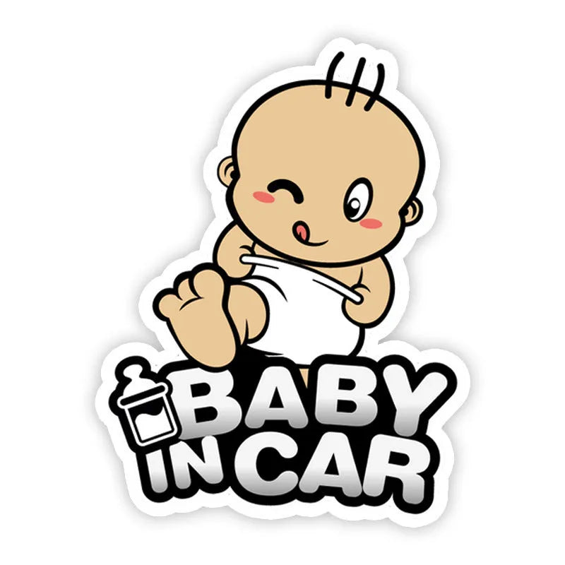 Baby on board car reflective sticker with PET material in baby-themed design for vehicle safety