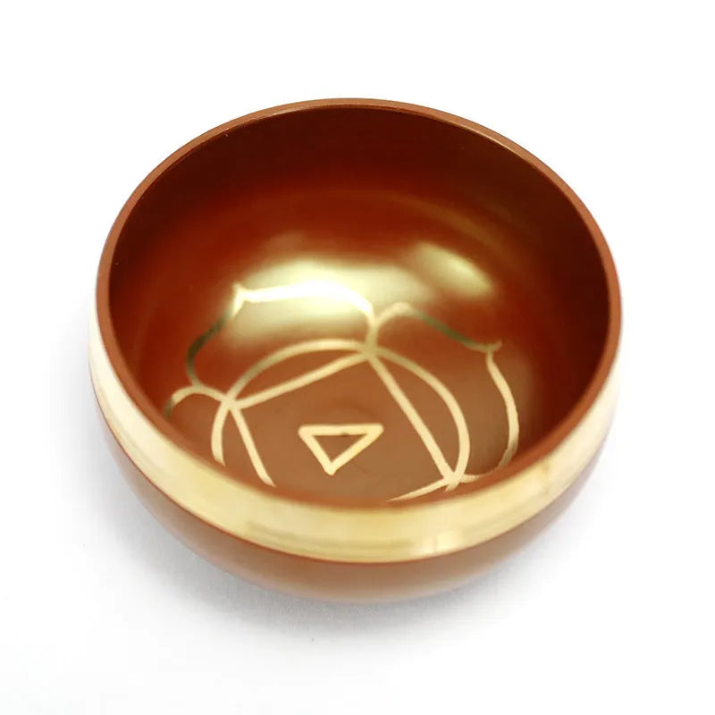 Handmade colourful Himalaya singing bowl percussion instrument, 7.8cm diameter.