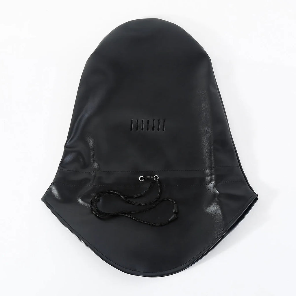 Black leather BDSM training mask for adult role-play
