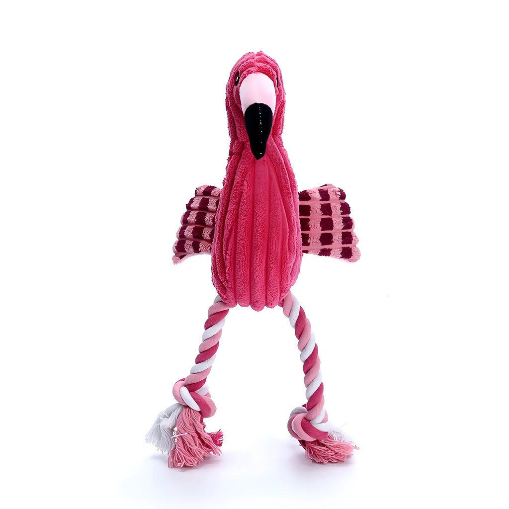 Pink animal-shaped corduroy squeaky dog chew toy for pets