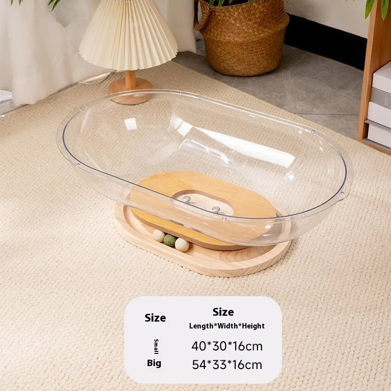 Transparent acrylic Cat Space Capsule Bathtub pet bed available in multiple sizes