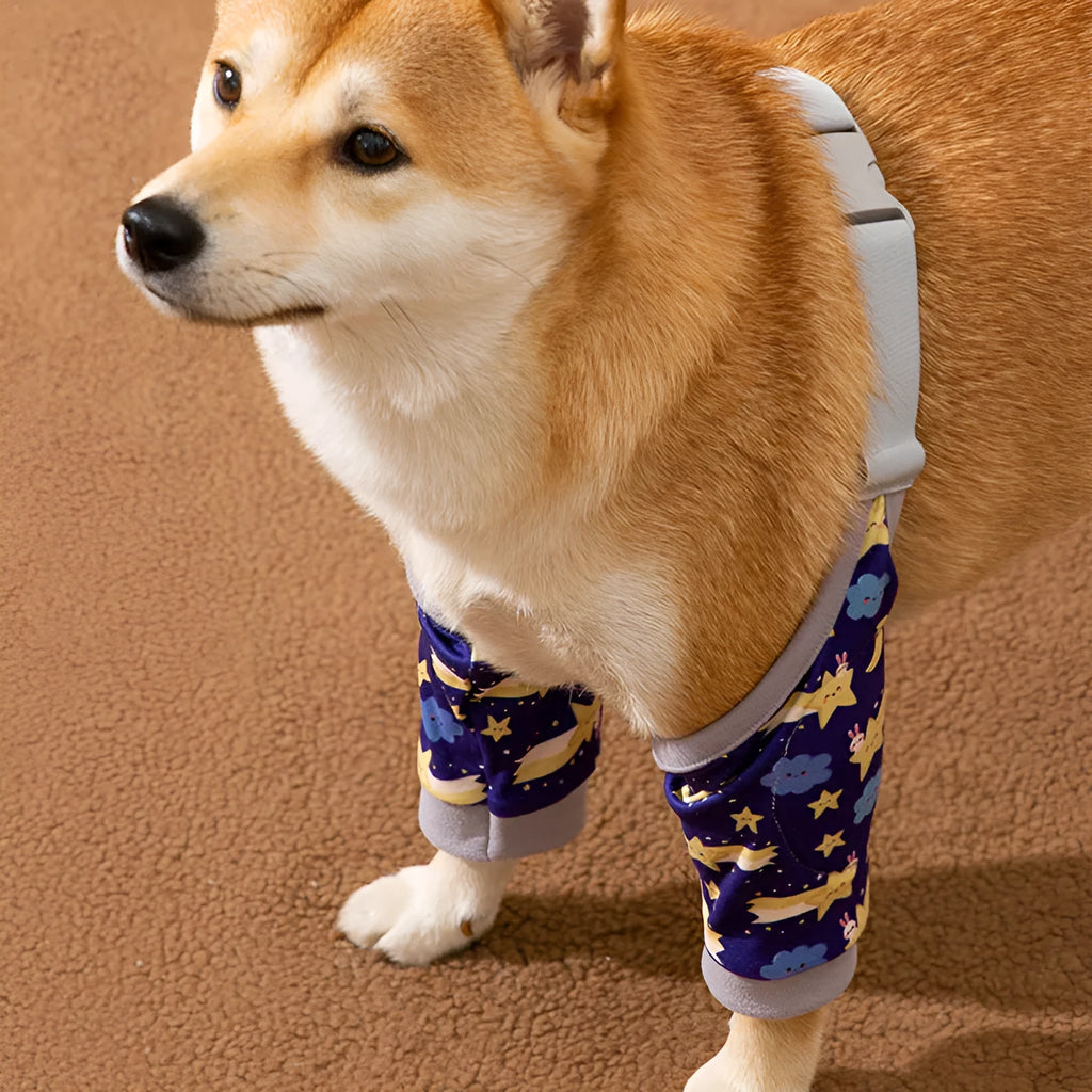 Blue polyester pet knee pad joint protective cover for dogs