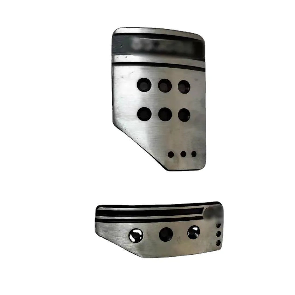 Aluminium alloy manual transmission car pedal set showing accelerator, brake, and clutch pedals