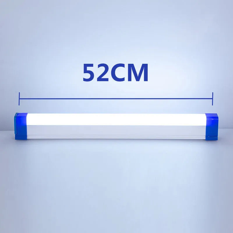 Blue and purple rechargeable LED tube night light with USB cable and dimmable switch.